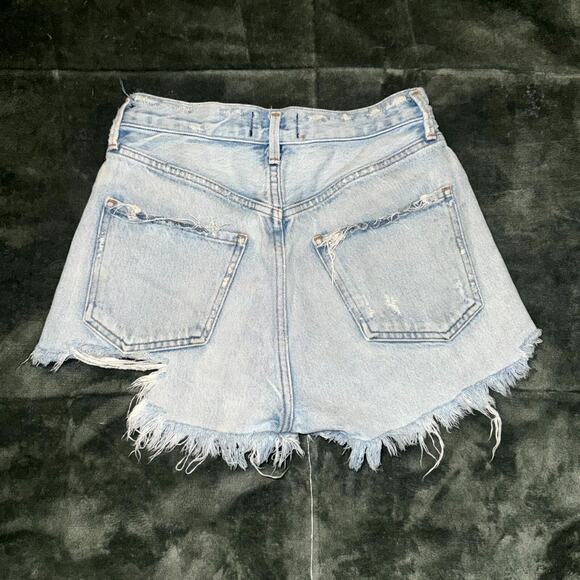 Agolde Parker Cut-Off Shorts Womens 24 Blue Denim 100% Cotton Pockets Distressed - Picture 2 of 9